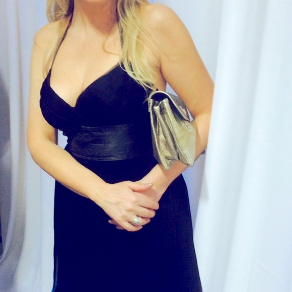 Halter dress, black chiffon. - Picture 2 of 5